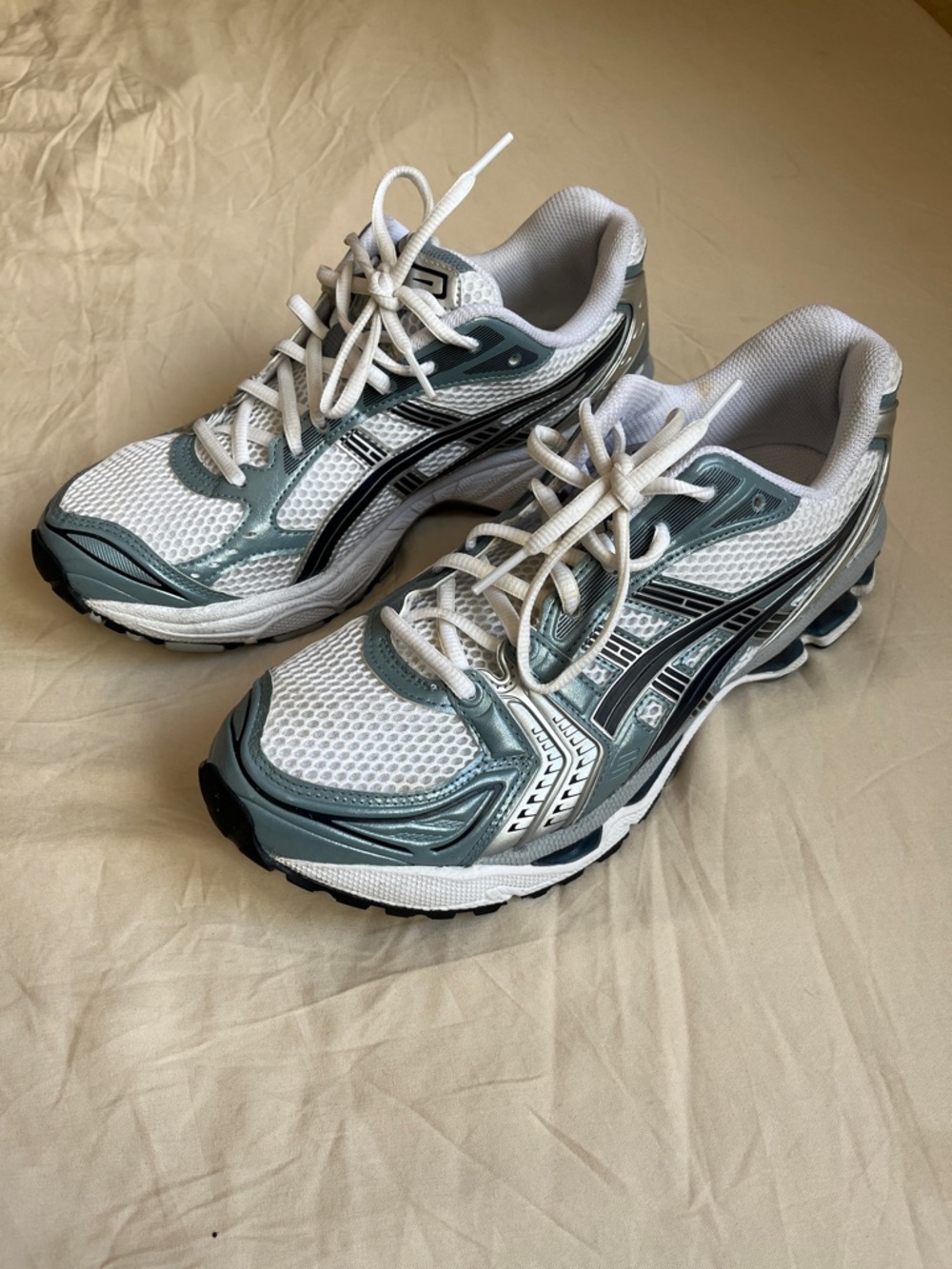 ASICS Mens White, Light Blue and Gray Gel Kayano 14 Athletic Running Shoes s 8.5